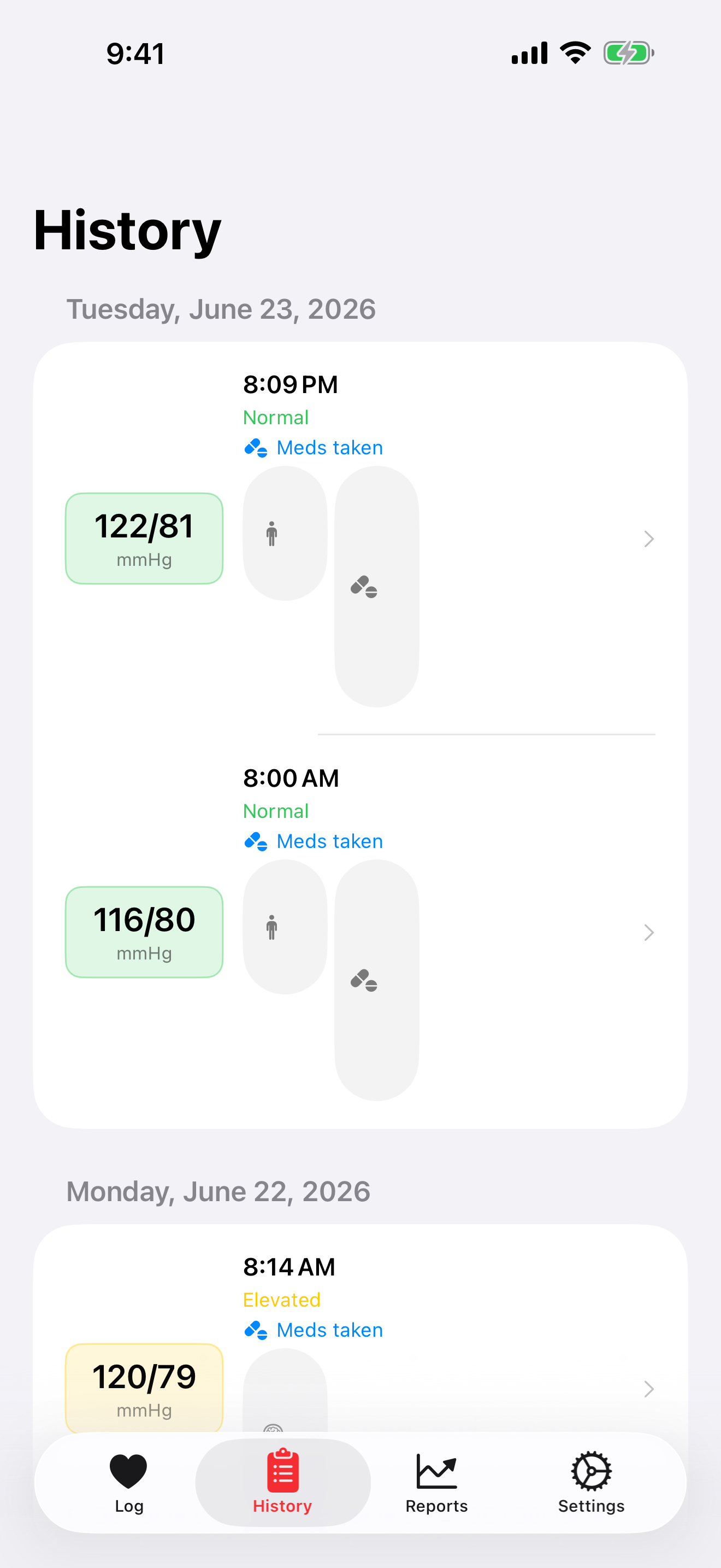 HeartReady — review history